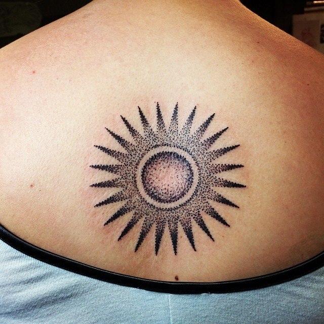 Adorable Sun Tattoo On back