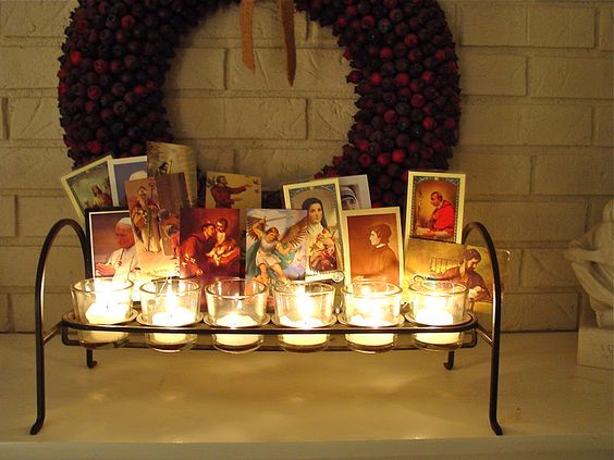 All Saints’ Day Display prayer cards with candles image