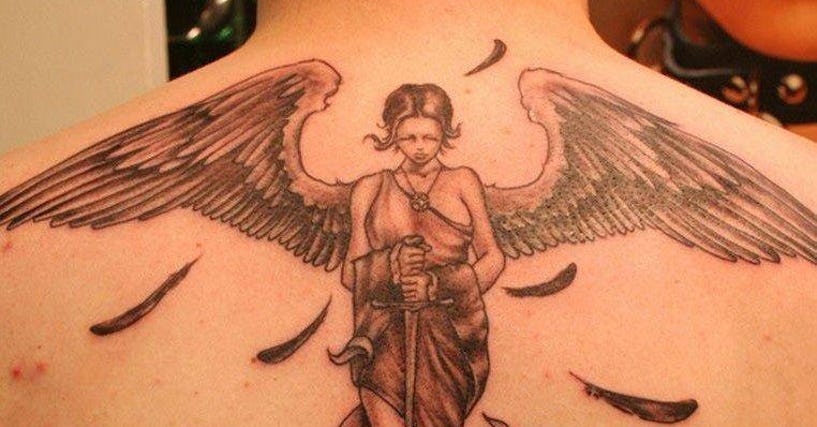 Amazing Angel Tattoo On back