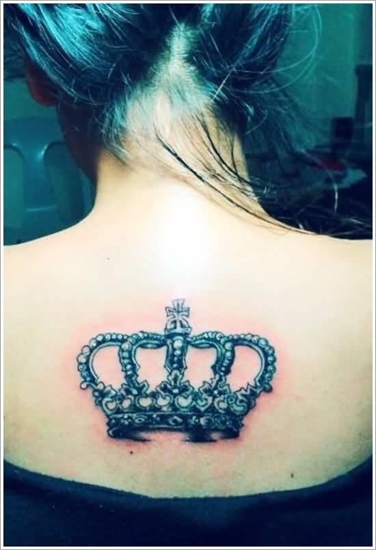 Amazing Crown Tattoo On Girls back