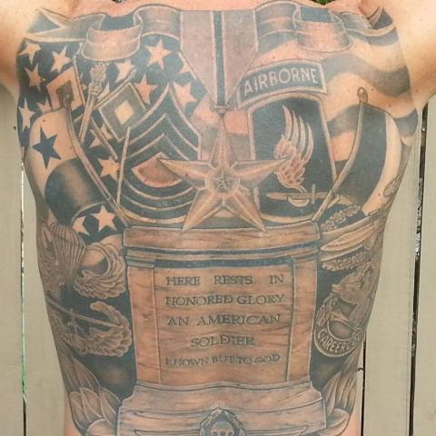 Amazing Military Tattoo On Full Back