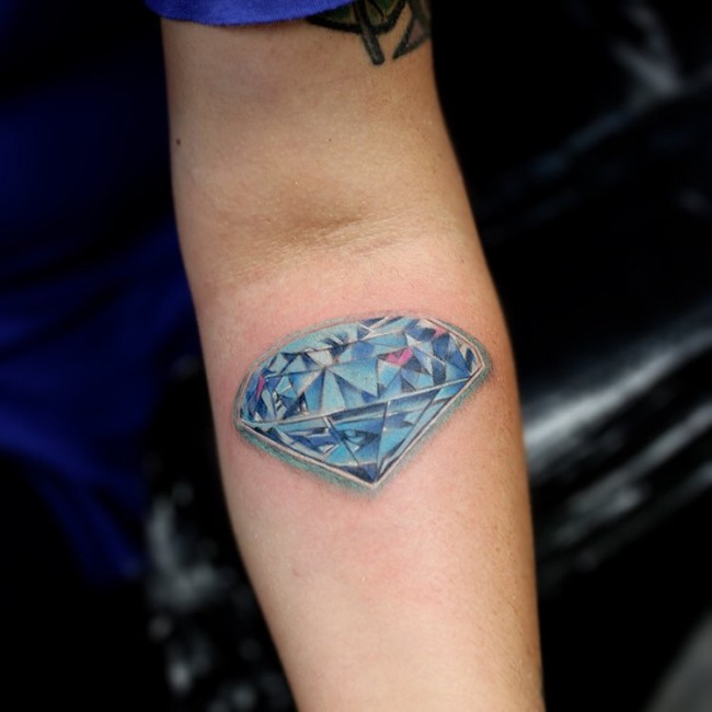 Amazing Realistic Diamond Tattoo On Forearm