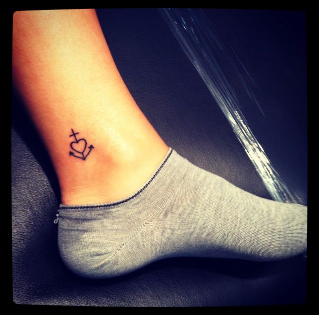 Anchor And Heart Tattoo On Ankle
