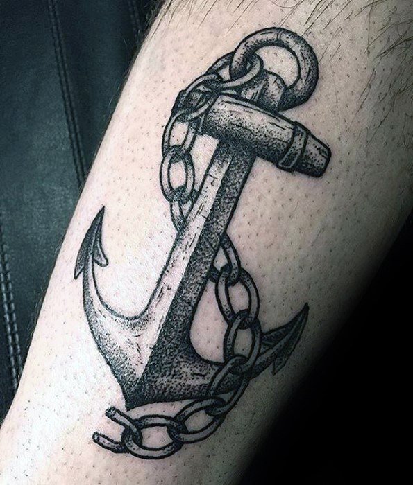 Anchor With Chain Tattoo For Men