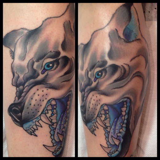 Angry Wolf Tattoo Design idea