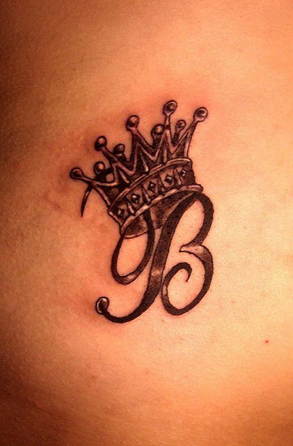 B With Crown Tattoo Design