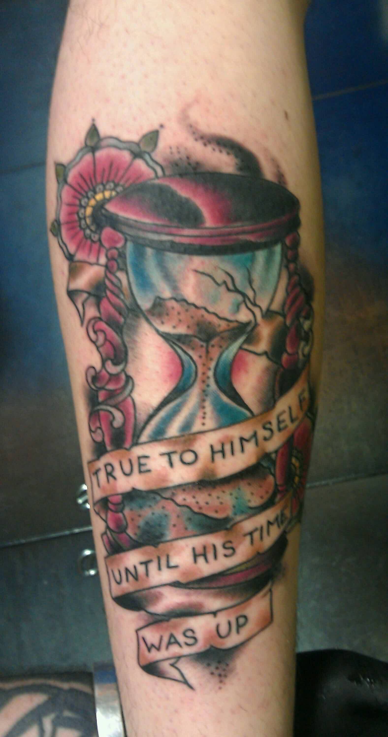 Banner And Hourglass Tattoo