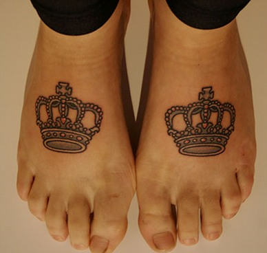 Beautiful Crown Tattoos On Feet