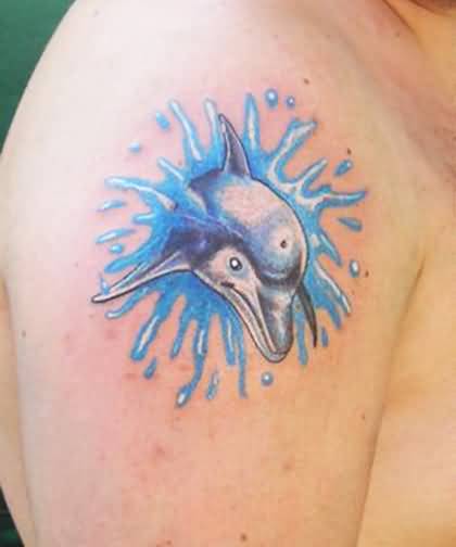 Beautiful Dolphin Tattoo On Shoulder