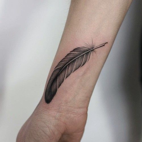 Beautiful Feather Tattoo On Wrist