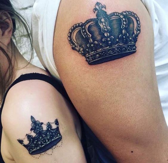 Beautiful Matching Crown Tattoos On Shoulder