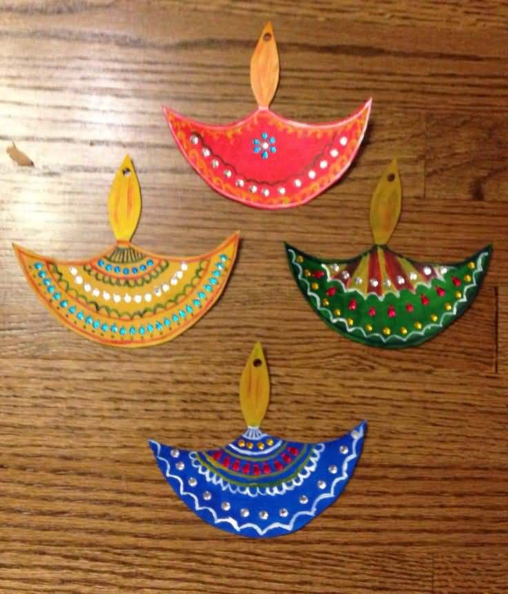 Beautiful Paper Diyas Decoration For Diwali