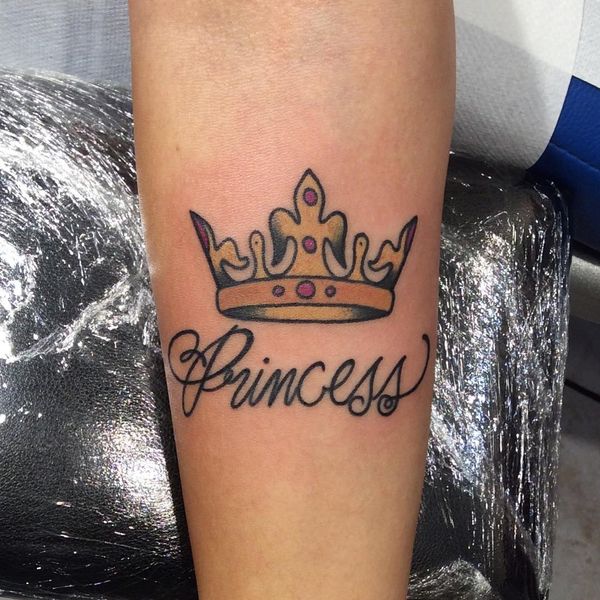 Beautiful Princess Crown Tattoo On Leg