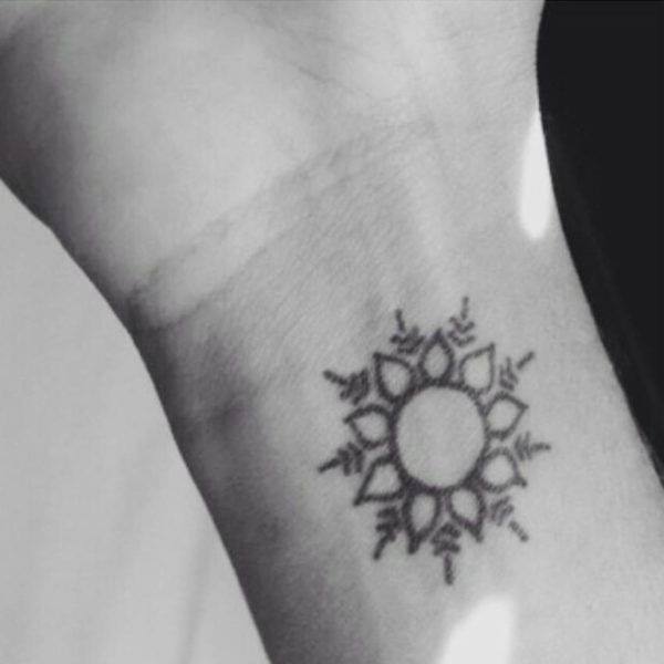 Beautiful Sun Tattoo On Wrist