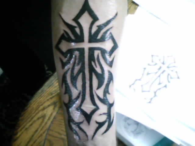 Beautiful Tribal Cross Tattoo