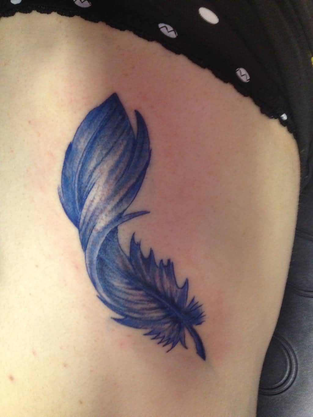 Black And gray Folded Feather Tattoo