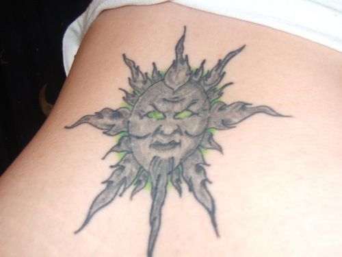 Black Angry Sun Tattoo Design