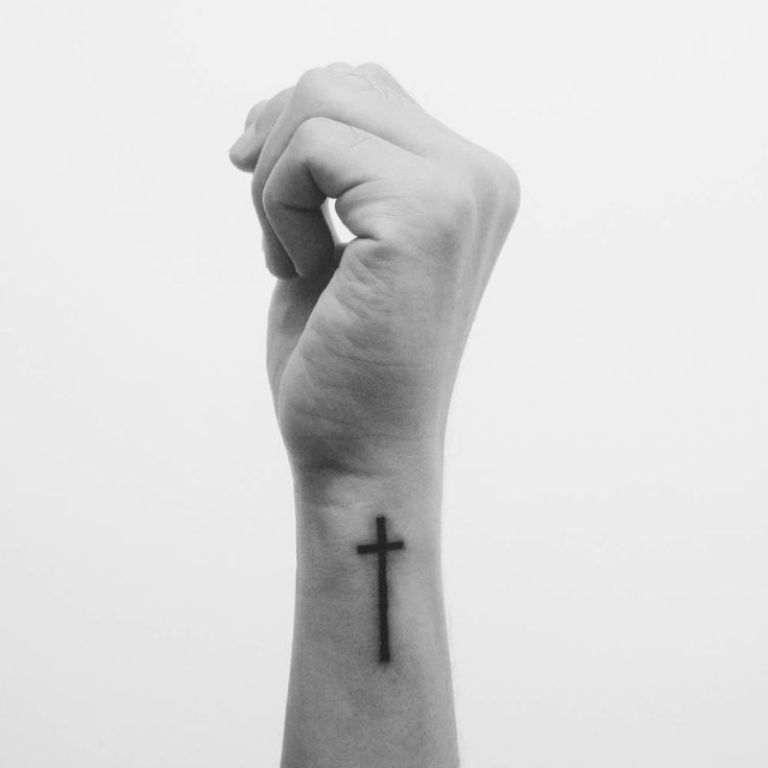 Black Cross Tattoo On Wrist