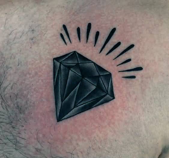 Black Ink Diamond Tattoo On Upper Chest