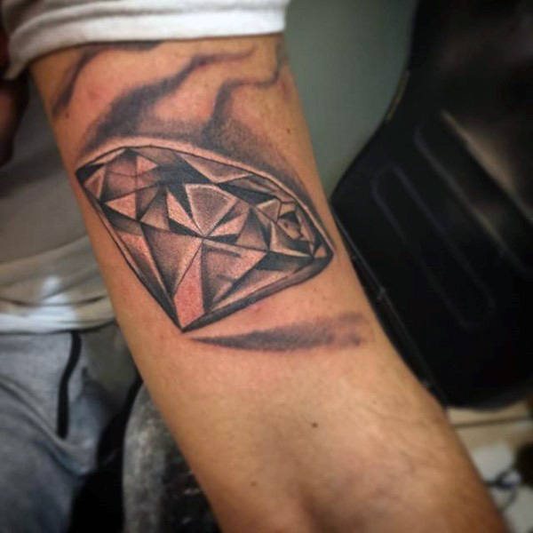 Black Ink Shaded Diamond Tattoo On Upper Arm
