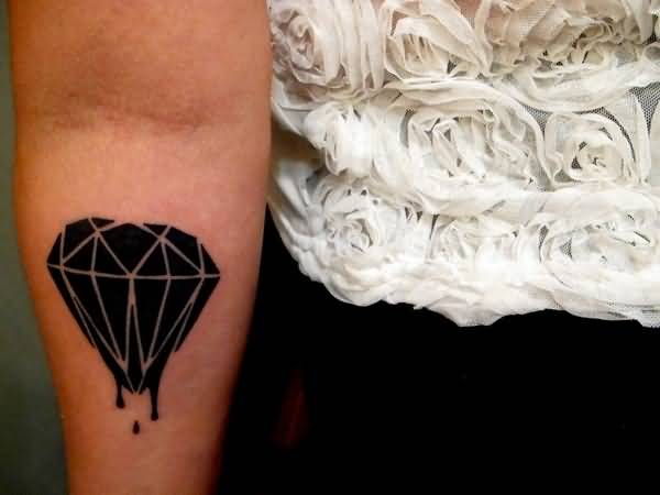 Black Melted Diamond Tattoo On Forearm
