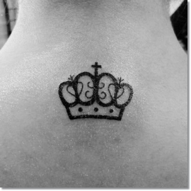 Black Small Crown Tattoo On Back