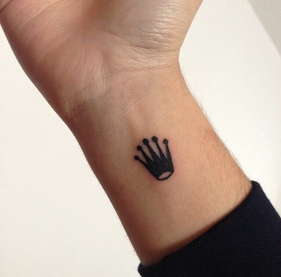 Black Tiny Crown Tattoo On Wrist