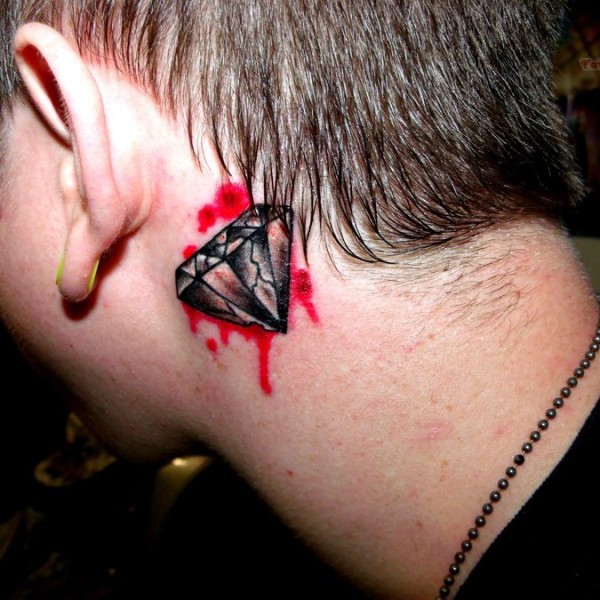 Blood Diamond Tattoo Behind The Ear