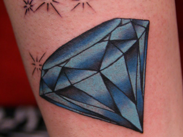 Blue 3d Diamond Tattoo Design