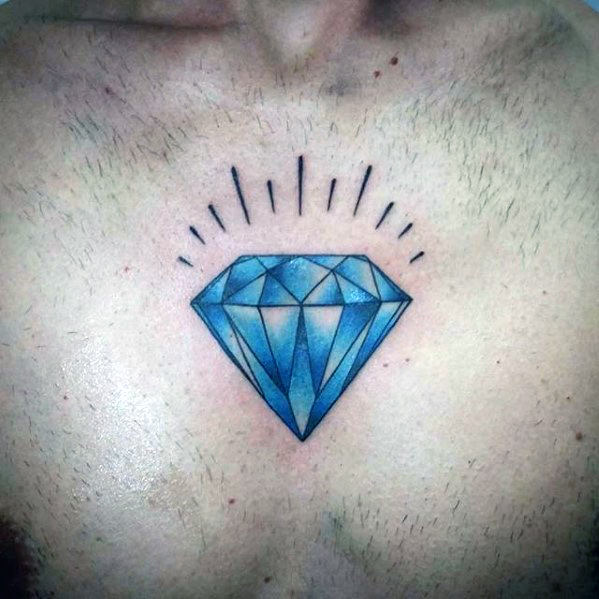 Blue Diamond Tattoo On Chest