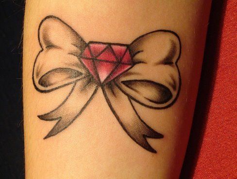 Bow And Diamond Tattoo Design Idea