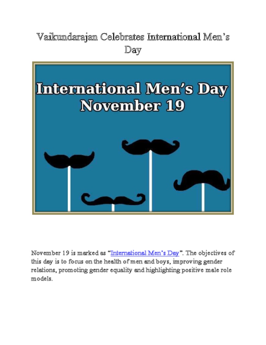 Celebrates Happy International Men’s Day poster card