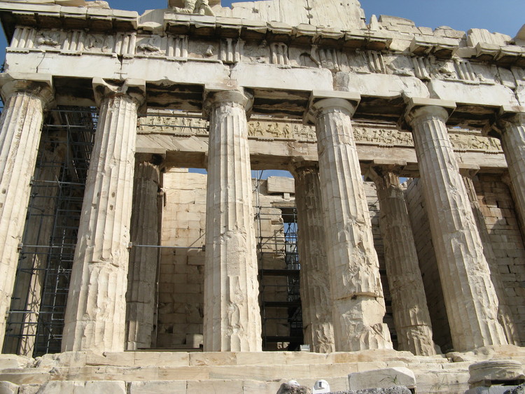 Closeup Of Columns On The West Side Of The Parthenon