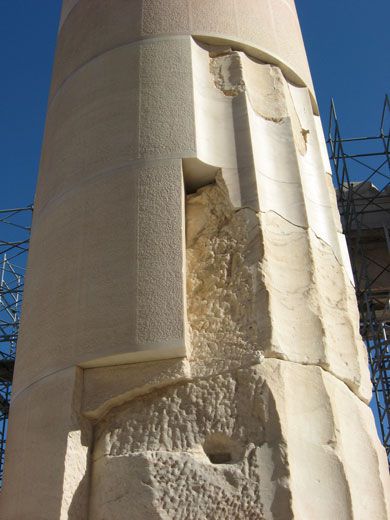 Closeup Of The Column Of The Parthenon Temple