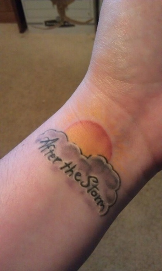 Clouds And Sun Tattoo Design On Wrist