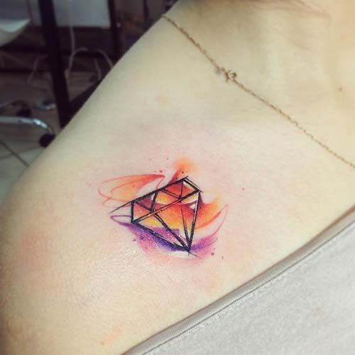 Colorful Diamond Tattoo Design Idea