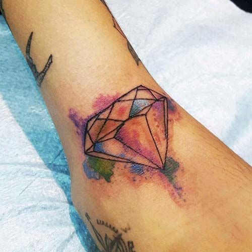 Colorful Diamond Tattoo On Wrist