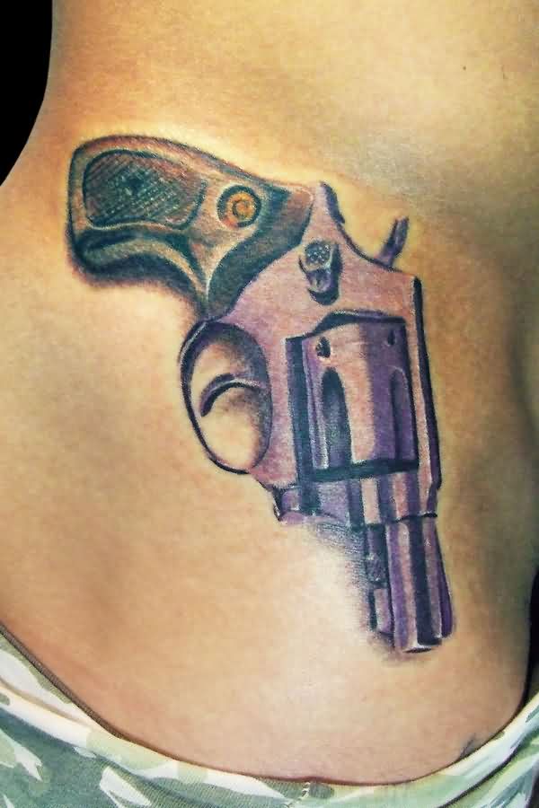 Colorful Pistol Tattoo Design