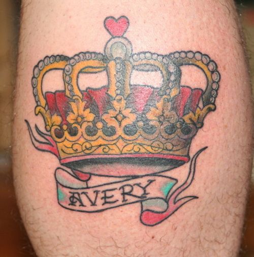 Colorful Princess Crown Tattoo With Name