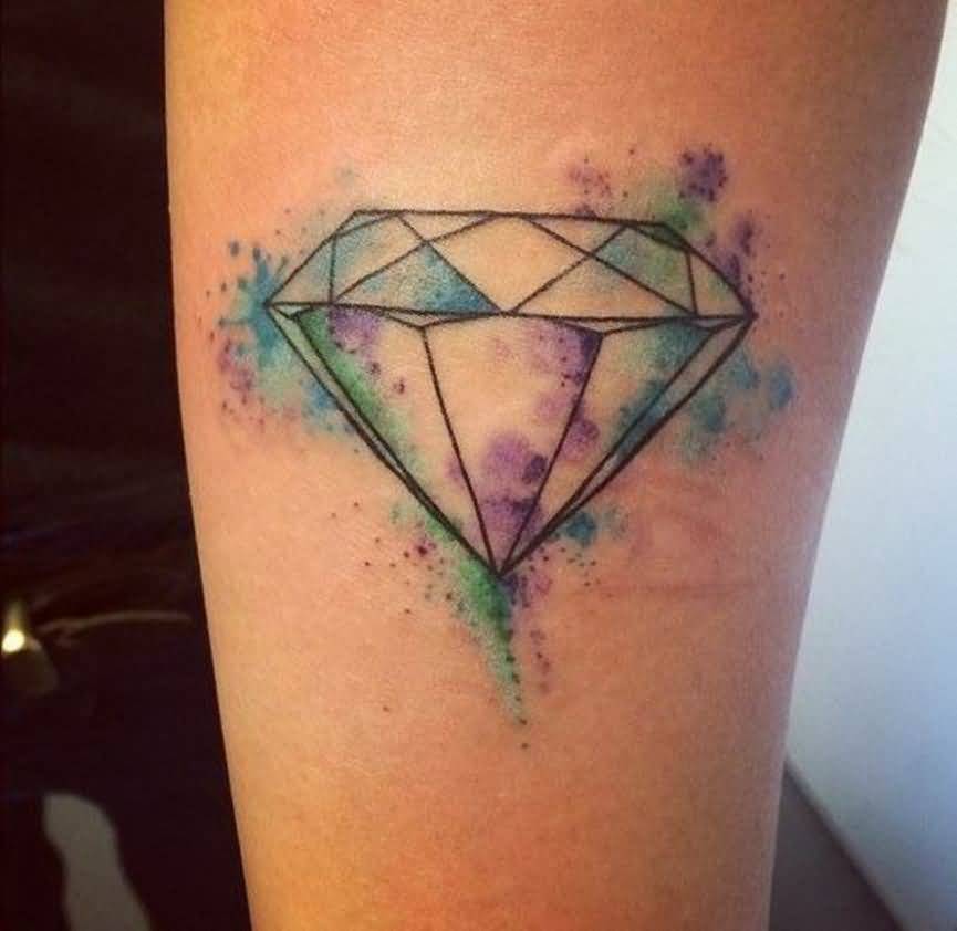Colorful Spots Outline Diamond Tattoo Design