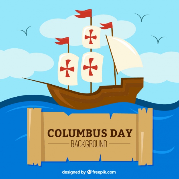 Columbus Day Background Ship In Sea Illustration