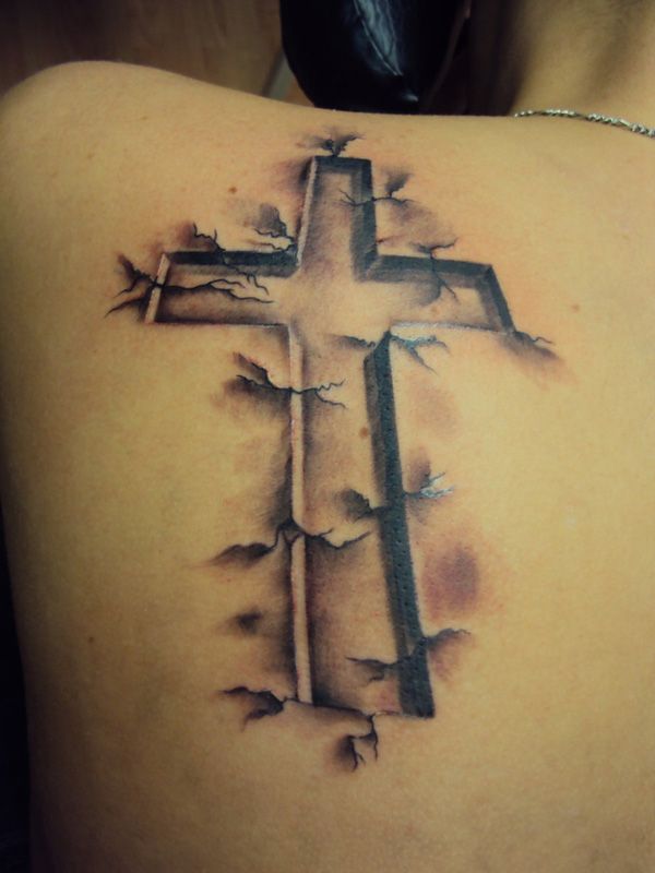 Cracked Skin Cross Tattoo