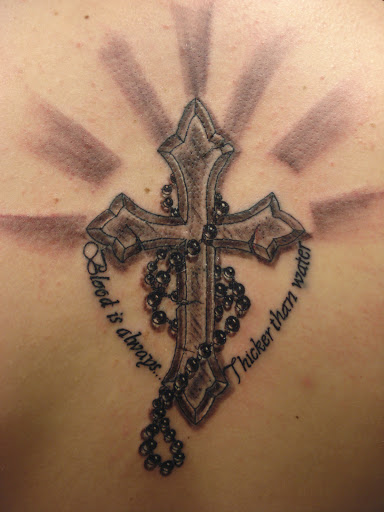Cross With Rosary Tattoo Design