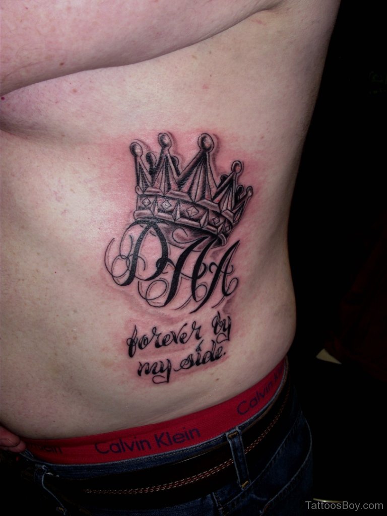 Crown Tattoo On Side rib