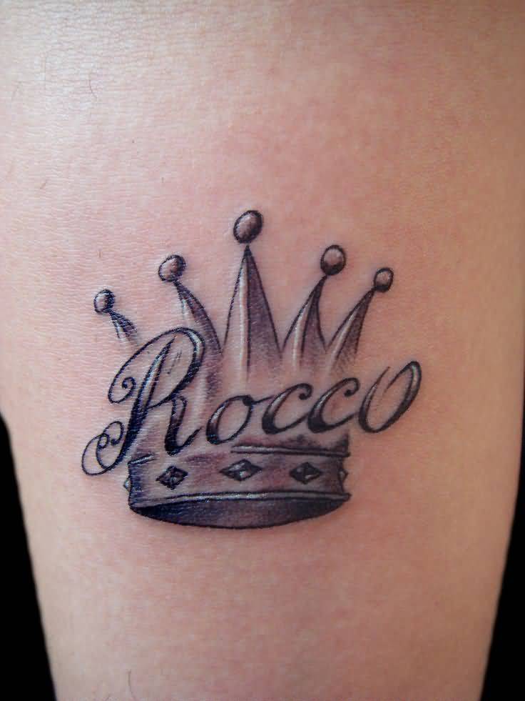 Crown Tattoo With Rocco name