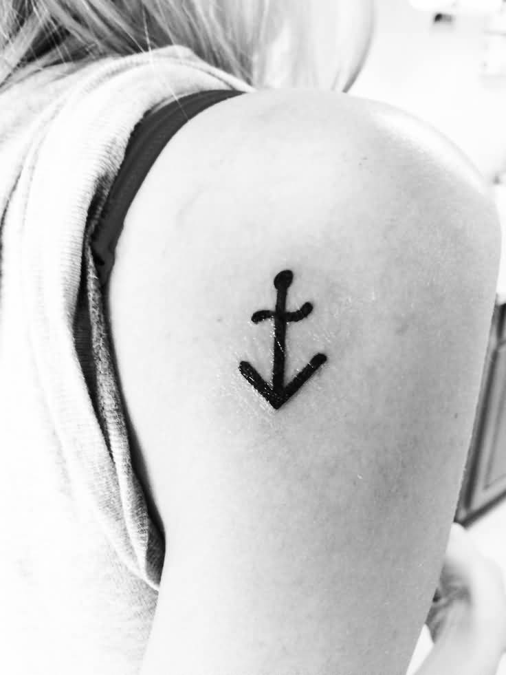 Cute Anchor Tattoo On Girls back Shoulder