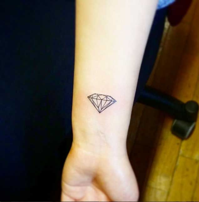 Cute Outline Diamond Tattoo On Wrist