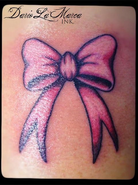 Cute Pink Bow Tattoo Design
