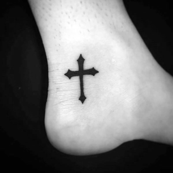 Cute Small Cross Tattoo On Ankle