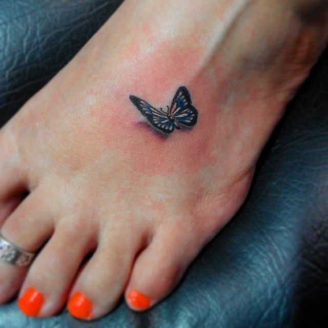 Cute tiny Butterfly Tattoo On Foot